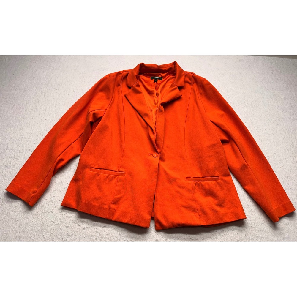 Torrid Womens Orange Single Button Textured Blazer Jacket Plus Size 1